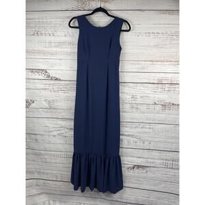 Camilyn Beth Dress Women's 2 Blue Sleeveless Ruffle Hem Maxi Formal Evening Gown